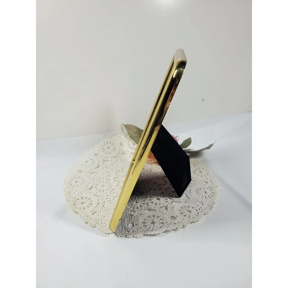 Vintage Brass Burnes 8x10 polished gold photo table top frame swans artwork